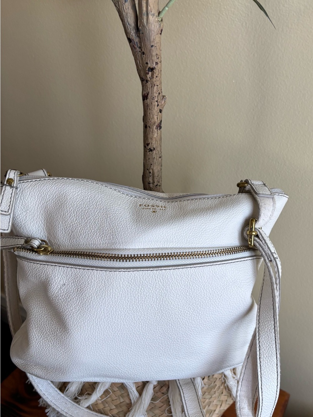 Fossil Tinsley Coconut/White Crossbody Bag